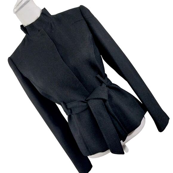 CALVIN KLEIN! LUXE BLACK TEXTURED, BELTED TIE WAIST JACKET, BLAZER! SZ 4 - Picture 12 of 12